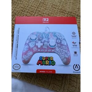 PowerA Wired Controller Nintendo Switch OS Pink Blue Excellent Super Mario Mario